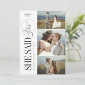 Elegant Timeless Typography 3 photo Engagement Einladung (Stehend Vorderseite)