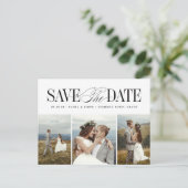 Elegant Timeless Typography 3 photo Save The Date Postkarte (Stehend Vorderseite)