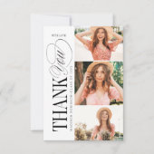 Elegant Timeless Typography 4 Photo Graduation Dankeskarte (Vorderseite)