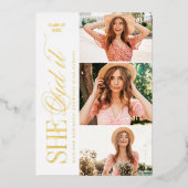 Elegant Timeless Typography 4 Photo Graduation Folieneinladung (Vorderseite)