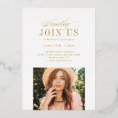 Elegant Timeless Typography 4 Photo Graduation Folieneinladung (Rückseite)