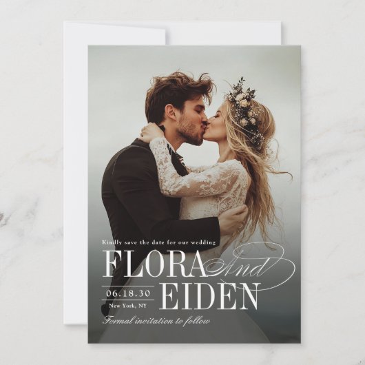 Elegant Timeless Typography Photo Save The Date (Vorderseite)
