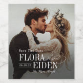 Elegant Timeless Typography Photo Save The Date Weinetikett (Einzelnes Label)