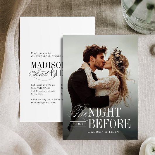 Elegant Timeless Typography Photo The Night Before Einladung