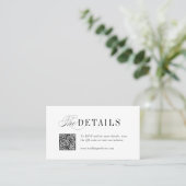 Elegant Timeless Typography Simple Wedding Details Platzkarte (Stehend Vorderseite)