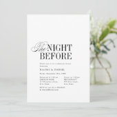 Elegant Timeless Typography The Night Before Einladung (Stehend Vorderseite)
