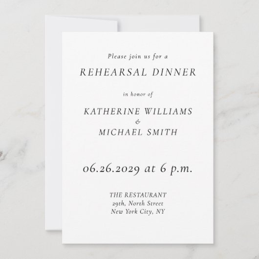 Elegant Timeless Wedding Rehearsal Invitations Einladung (Vorderseite)