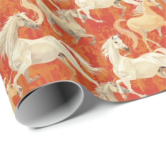 Elegant Timeless White Horses Geschenkpapier (Rolleneckpunkt)