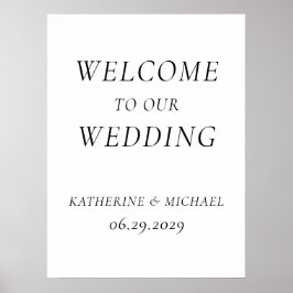 Elegant Timeless White Wedding Reception Sign Poster