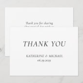 Elegant Timeless White Wedding Thank You Cards Dankeskarte (Vorne/Hinten)