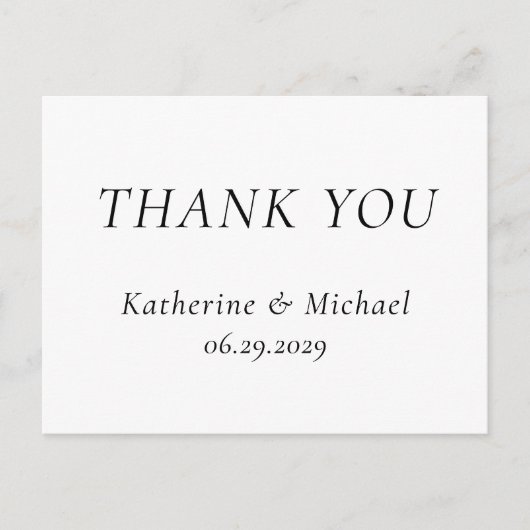 Elegant Timeless White Wedding Thank You Postcards Postkarte (Vorderseite)