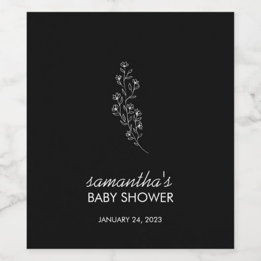 Elegant Tiny Handdrawn Sketch Flower Weinetikett (Einzelnes Label)