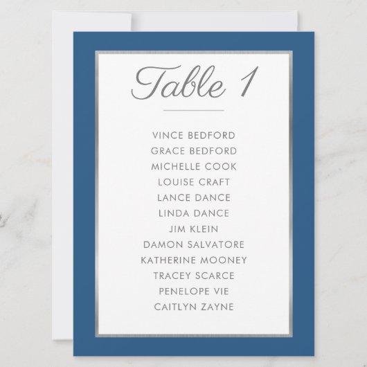 ELEGANT TISCHNUMMER Seating Seating Chart Blue (Vorderseite)