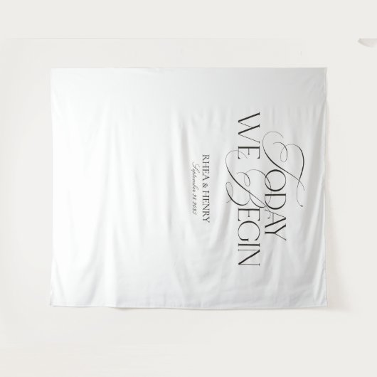 Elegant Today We Begin Wedding Welcome Banner Wandteppich (Vorderseite (Horizontal))