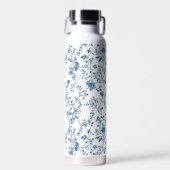 Elegant Toile Blue and White Botanical Vintage Trinkflasche (Vorne)
