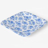 Elegant Toile du Jouy Sunflowers – Blue Botanical  Pappteller (Gewinkelt)