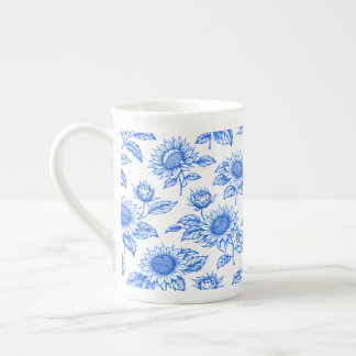 Elegant Toile du Jouy Sunflowers – Blue Botanical  Porzellantasse