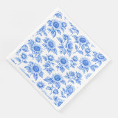 Elegant Toile du Jouy Sunflowers – Blue Botanical  Serviette (Ecke)