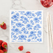 Elegant Toile du Jouy Sunflowers – Blue Botanical  Serviette (Beispiel)
