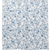 Elegant Toile Floral Pattern Blue and White Duschvorhang (Vorderseite)