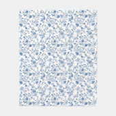 Elegant Toile Floral Pattern Blue and White Fleecedecke (Vorderseite)