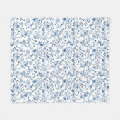 Elegant Toile Floral Pattern Blue and White Fleecedecke (Vorderseite (Horizontal))