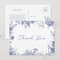 Elegant Toile French Blue Danke Postcard