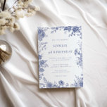 Elegant Toile French Blue Toile 50. Geburtstag Einladung<br><div class="desc">Diese individuell anpassbare Geburtstagskarte wurde speziell für die Abstimmung mit unserer Kollektion Toile French Blue Garden entworfen und verfügt über eine blumenblaue, französische Country-Note. Für eine erweiterte Anpassung dieses Designs, z.B. das Ändern des Layouts, des Schriftartes oder der Textgröße, klicken Sie bitte auf den obigen Button "KENNEN". Bitte kontaktieren Sie...</div>