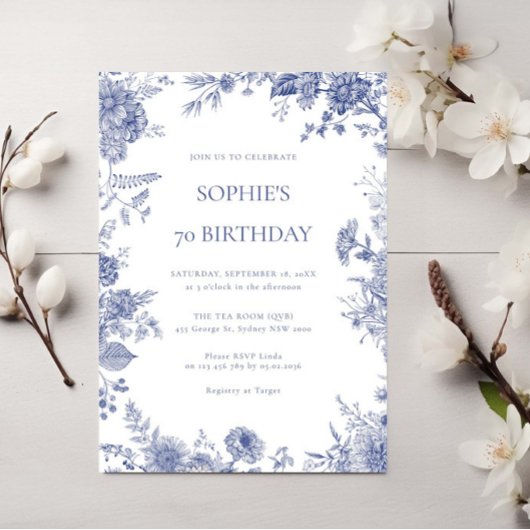 Elegant Toile French Blue Toile Einladung