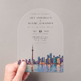 Elegant Toronto Skyline Watercolor Wedding Arch Acryleinladungen