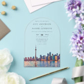 Elegant Toronto Skyline Watercolor Wedding Arch Acryleinladungen (Insitu (Hochzeit))