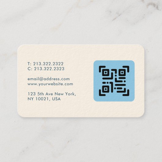 Elegant Torquoise Blue und Burgundy Abstrakt QR Visitenkarte (Rückseite)