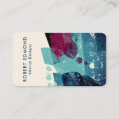 Elegant Torquoise Blue und Burgundy Abstrakt QR Visitenkarte (Vorderseite)