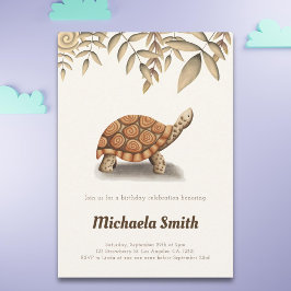 Elegant Tortoise Sepia Brown Geburtstag Einladung