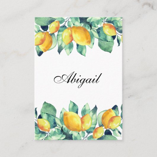 Elegant Toscana Wedding Weiss Grün Platzkarte (Vorderseite)