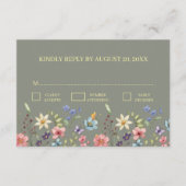 Elegant Traditiona floral Sage Green Wedding RSVP Begleitkarte (Vorderseite)