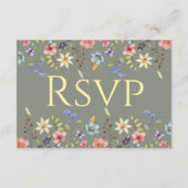 Elegant Traditiona floral Sage Green Wedding RSVP Begleitkarte (Rückseite)