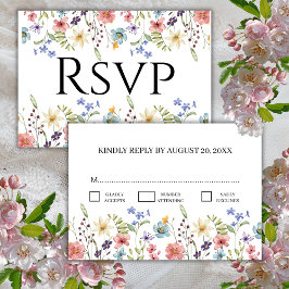 Elegant Traditiona Floral Wildblume Wedding RSVP