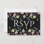 Elegant Traditiona Floral Wildblume Wedding RSVP (Rückseite)