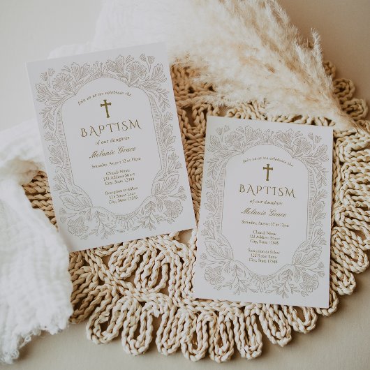 Elegant Traditional Baptism Invitation Einladung