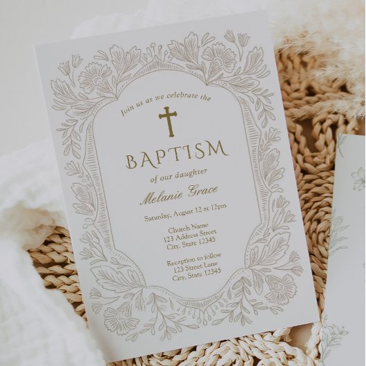 Elegant Traditional Baptism Invitation Einladung
