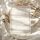 Elegant Traditional Chic Ivory Tan Wedding Einladung