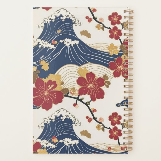 Elegant Traditional Japanese Kimono Pattern Planer (Rückseite)