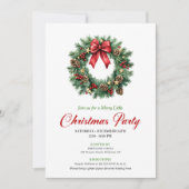 Elegant Traditional Pine Wreath Party Invitation Einladung (Vorderseite)