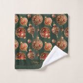 Elegant Traditional Red & Gold Christmas Baubles Badhandtuch Set (Waschlappen)