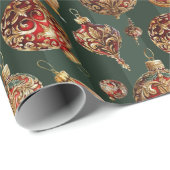 Elegant Traditional Red & Gold Christmas Baubles Geschenkpapier (Rolleneckpunkt)