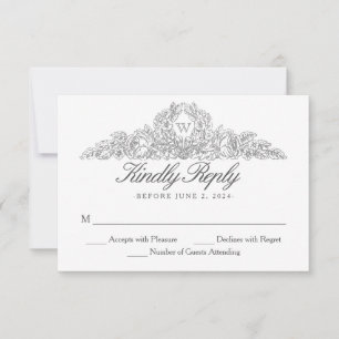 Elegant Traditional   Versailles Gray Wedding RSVP Karte