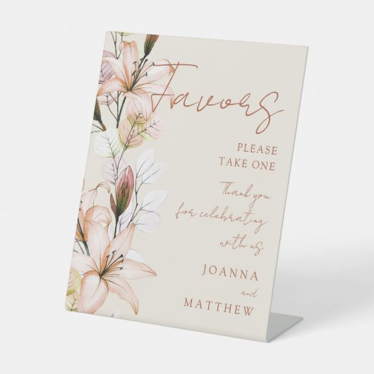 Elegant Transparent Rustic Boho Floral Favors Sockelschild (Vorderseite)