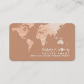 Elegant Travel Agent world map terracotta brown Visitenkarte (Vorderseite)