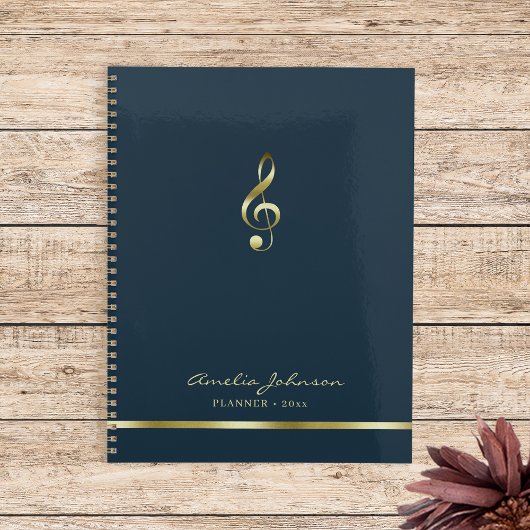 Elegant Treble Clef Music 2026 Yearly Planner Planer